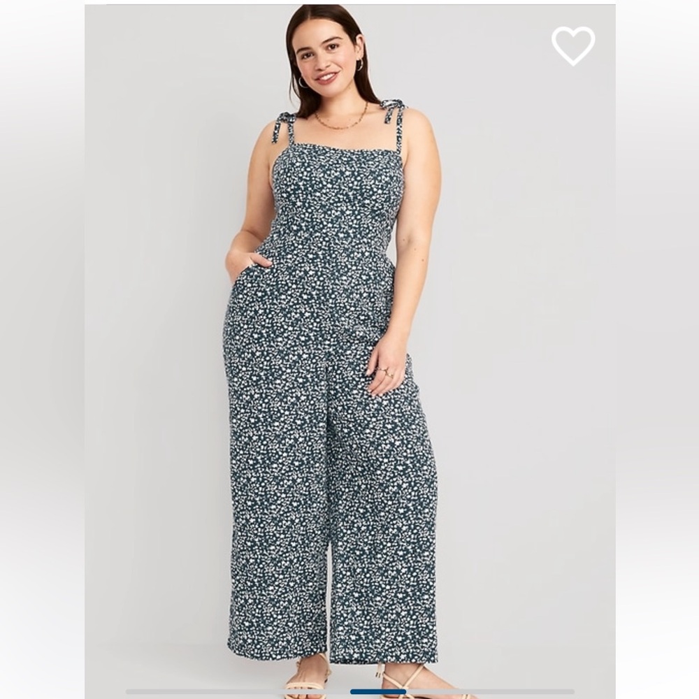 Floral Linen-Blend Tie Shoulder Corset Cami Jumpsuit